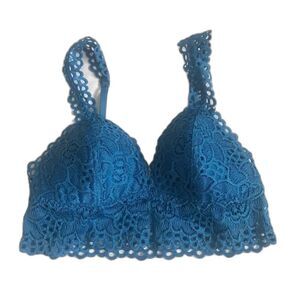 Aerie Lace Bralette SZ Small Blue Adjustable Straps Padded Coquette Feminine EUC